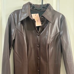 Missguided Brown leather look midi dress